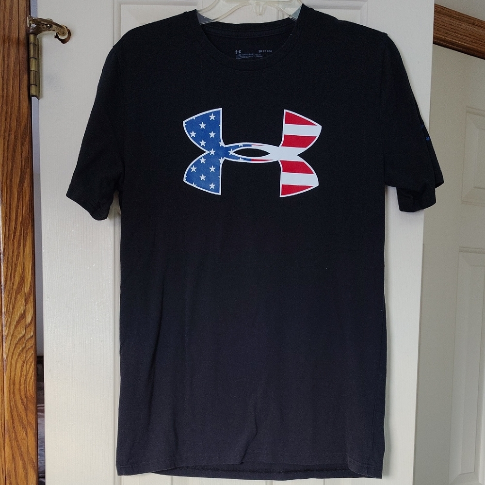 Under Armour Men's Black Tee with Flag Logo